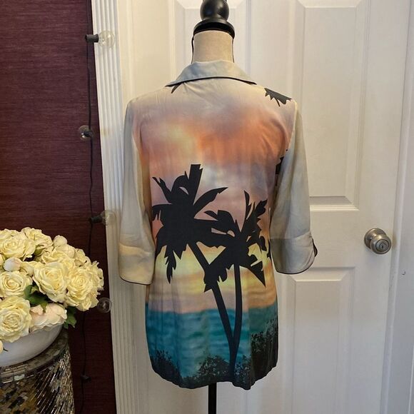 Zadig &Voltaire Soledad 100% viscose palm print blouse, US6 - Picture 6 of 9
